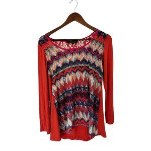 Poeme by citron sz‎ small mixed print graphic tunic blouse womens